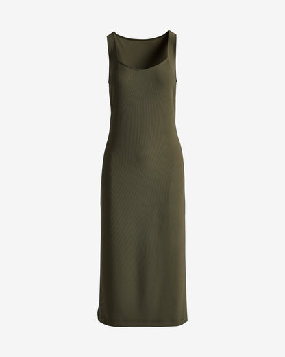 Beyond Travel Sweetheart Neckline Midi Dress Olive Night