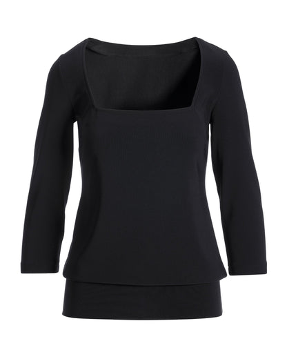 Beyond Travel Square-Neck Blouson Top Jet Black