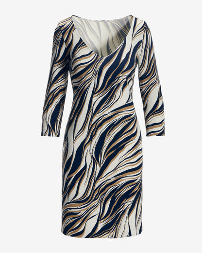 Beyond Travel Cape Town Zebra Print Short Dress Maritime Navy/Camel