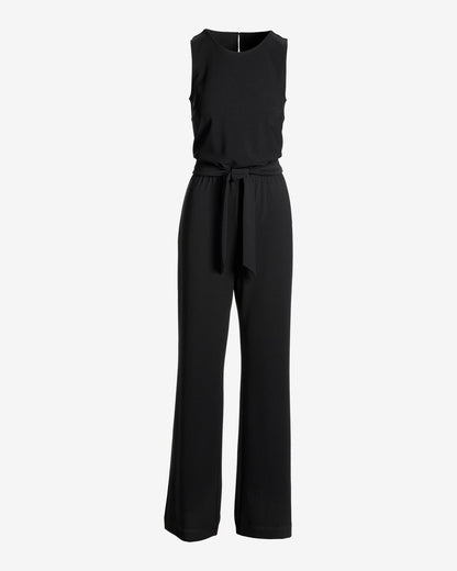 Beyond Travel Tie Waist Jumpsuit Jet Black