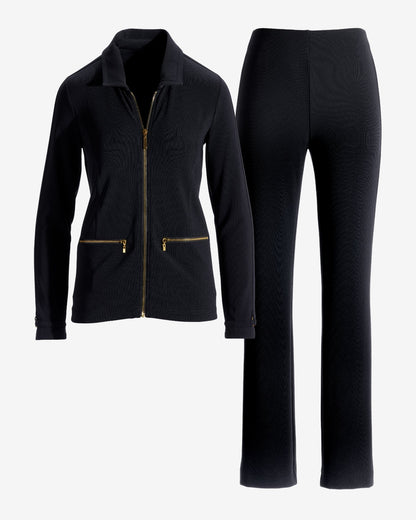 Beyond Travel Collared Sport Set Jet Black