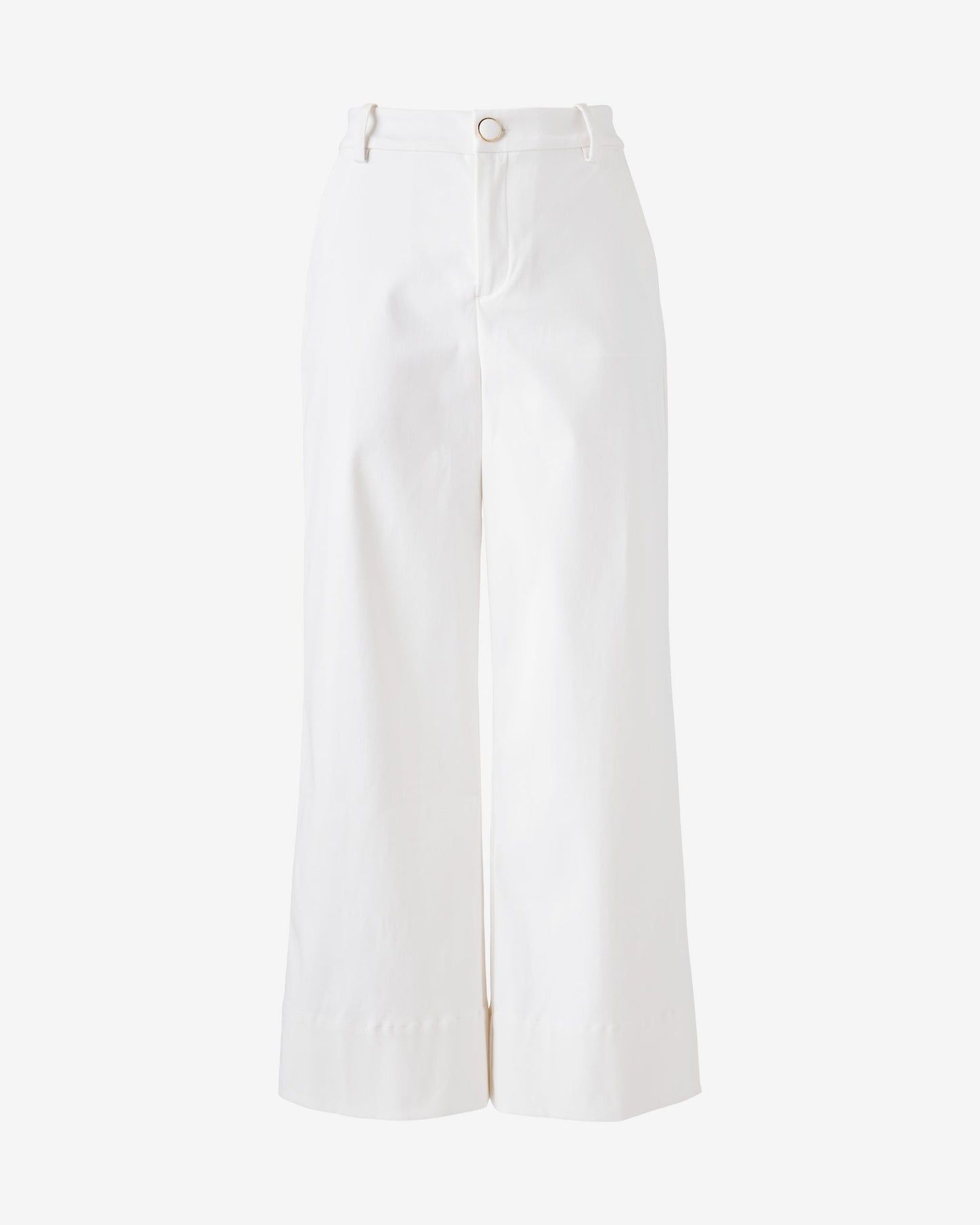 Ankle Length Wide Leg Twill Pant Pure White
