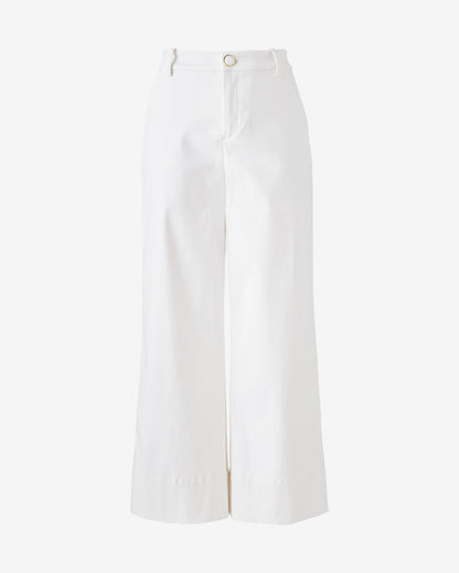Ankle Length Wide Leg Twill Pant Pure White