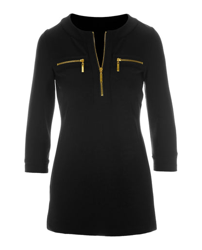 Beyond Travel Half zip tunic Jet Black
