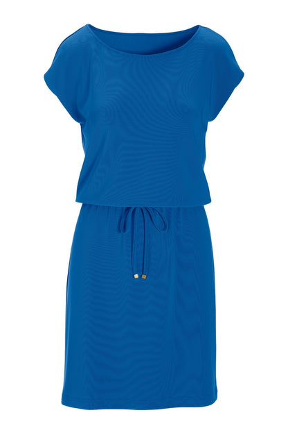 Beyond Travel Drawstring-Waist Short Dress Classic Blue