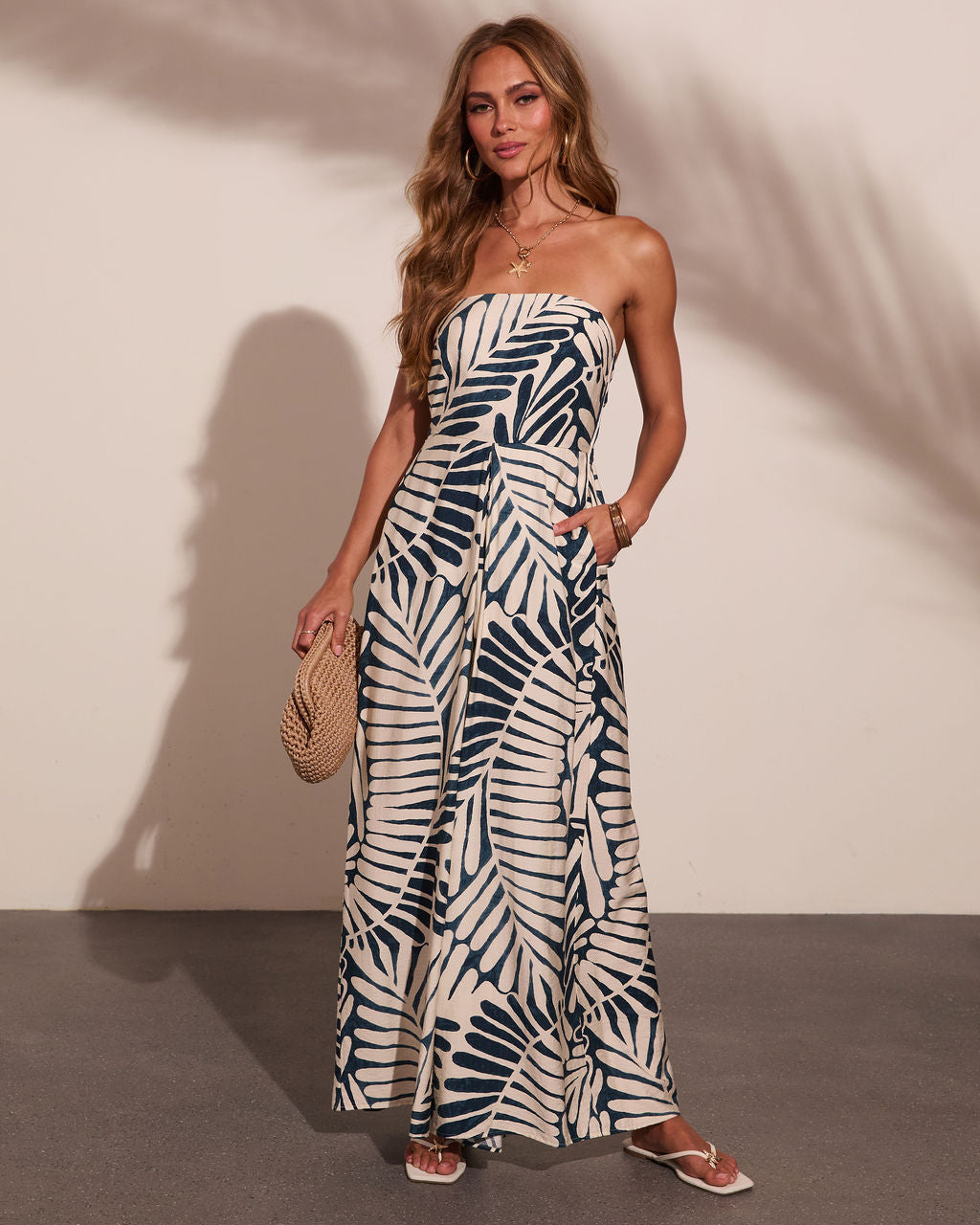 Ebonie Strapless Tropical Jumpsuit