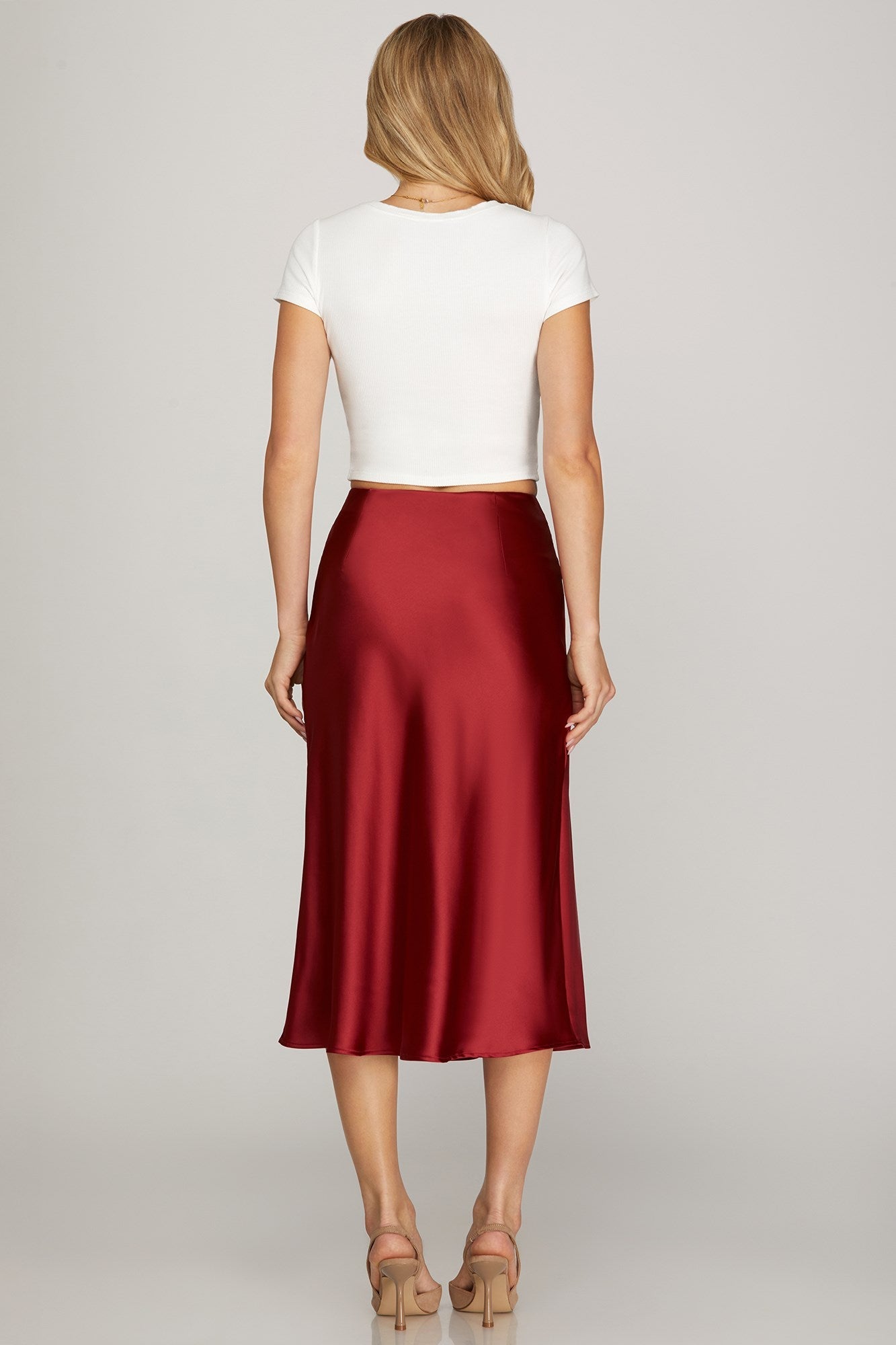 Satin Statement Midi Skirt