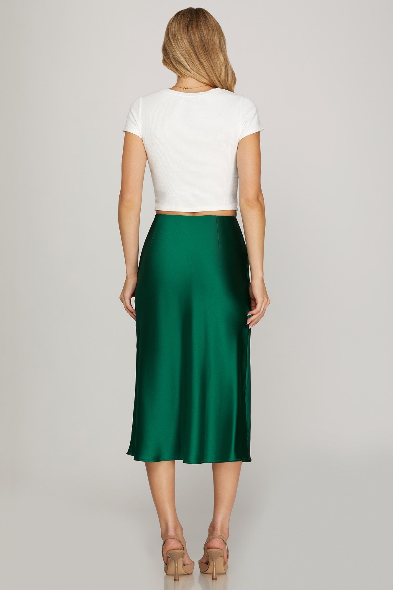 Satin Statement Midi Skirt