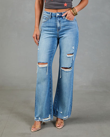 Cassiah Stretch Straight Leg Distressed Jeans