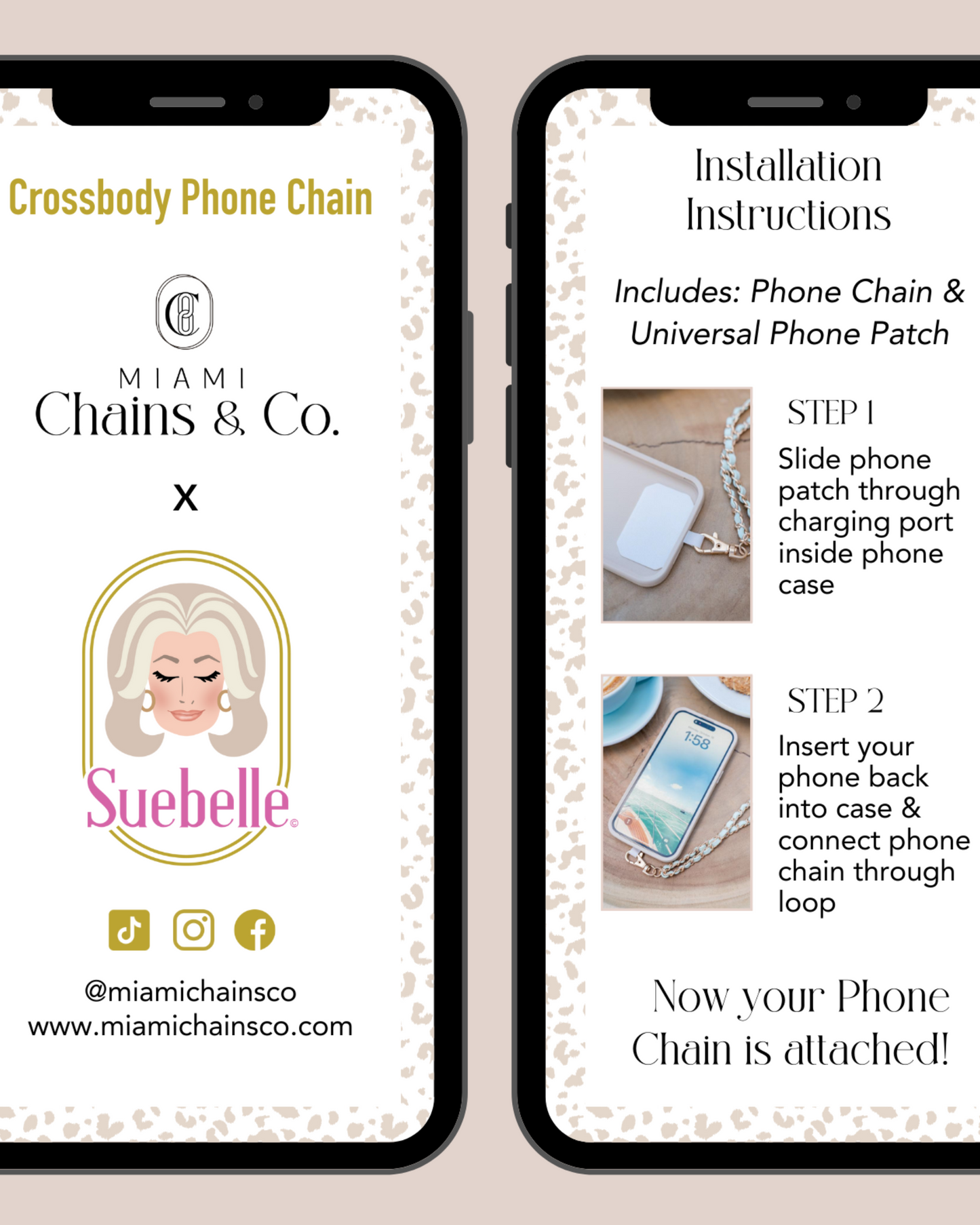 Black Tie Palms Crossbody Phone Chain
