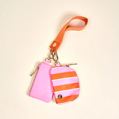 Sicily Stripes Pink Duo Pouch Wristlet