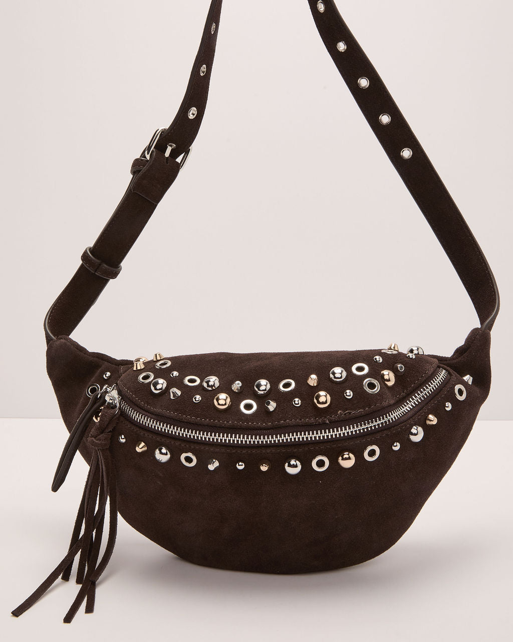 Canyon Glow Faux Suede Studded Belt Bag