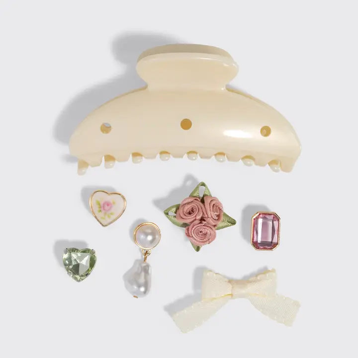 Vintage Pearl Cream Claw Clip Set