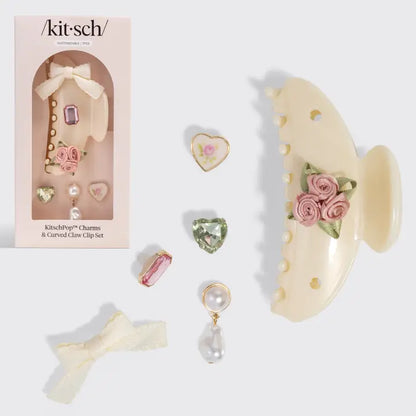 Vintage Pearl Cream Claw Clip Set
