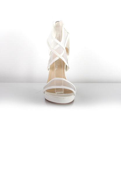 Allen White Mesh Strappy Heels