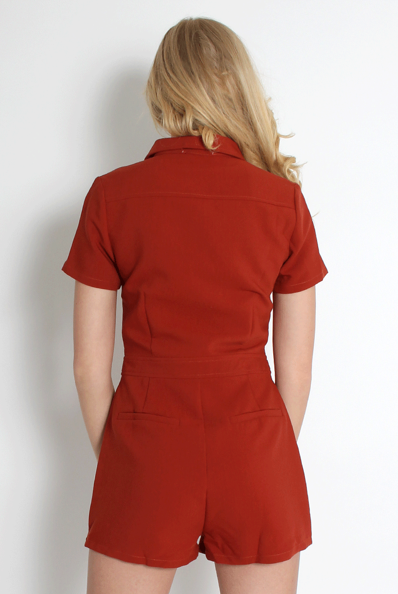 Anita Rust Zip Front Playsuit
