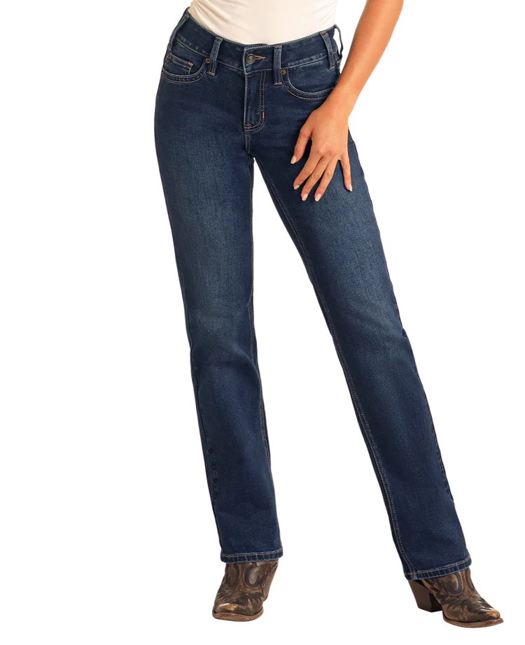 Rock & Roll Arrow Embroidered High Rise Jean