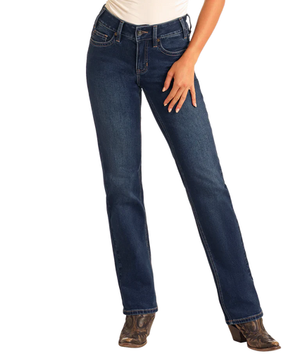 Rock & Roll Arrow Embroidered High Rise Jean