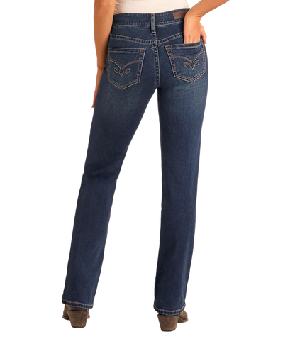 Rock & Roll Arrow Embroidered High Rise Jean