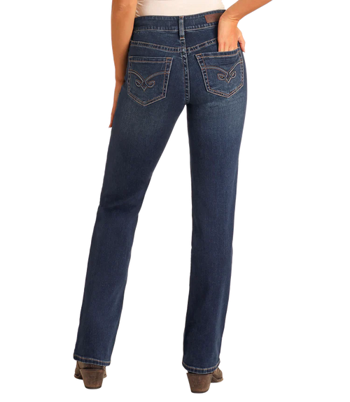 Rock & Roll Arrow Embroidered High Rise Jean