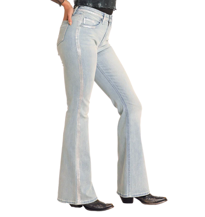 Rock & Roll Metallic Coating Detail Flare Jeans