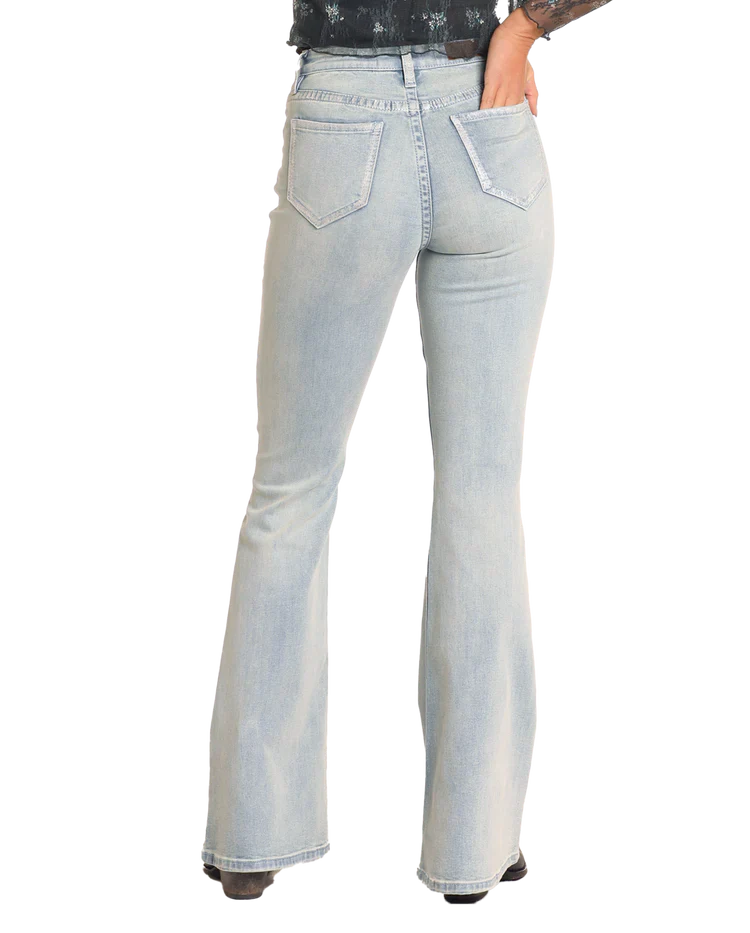 Rock & Roll Metallic Coating Detail Flare Jeans