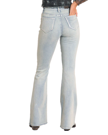 Rock & Roll Metallic Coating Detail Flare Jeans