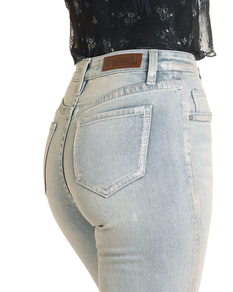 Rock & Roll Metallic Coating Detail Flare Jeans