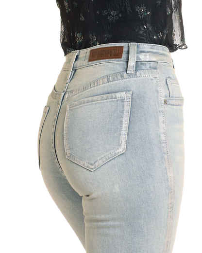 Rock & Roll Metallic Coating Detail Flare Jeans