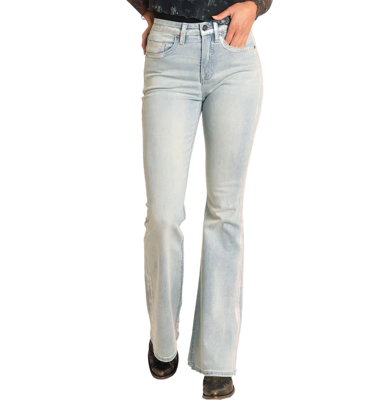 Rock & Roll Metallic Coating Detail Flare Jeans