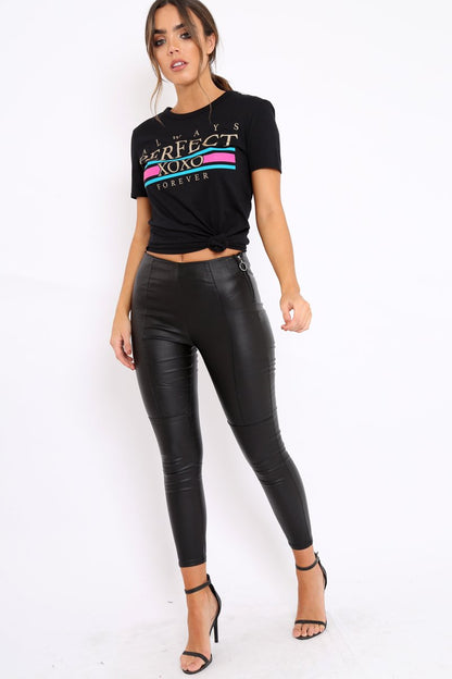 Black Always Perfect Slogan T-shirt - Analise