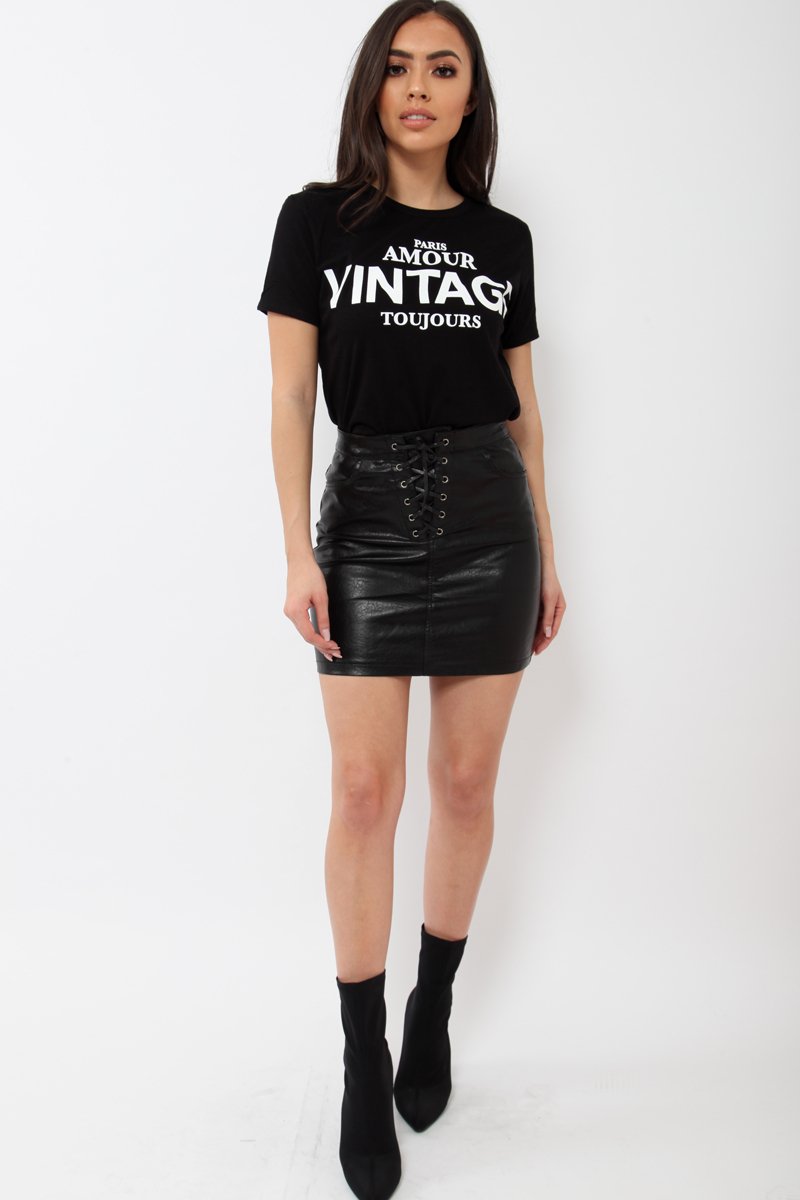 Black Amour Vintage Slogan T-shirt - Jennie