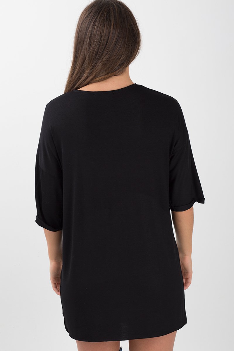 Black Anarchy Cut Out Pin Detail T-Shirt Dress - Lollie