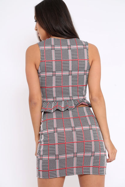 Black And White Hound Tooth Check Co-ord Set - Kellie