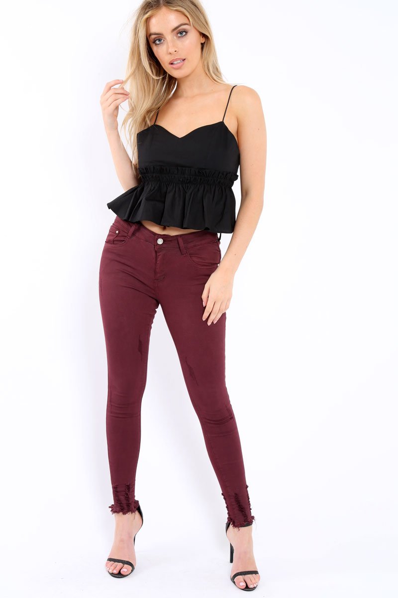 Black Cami Frill Crop Top - Margot