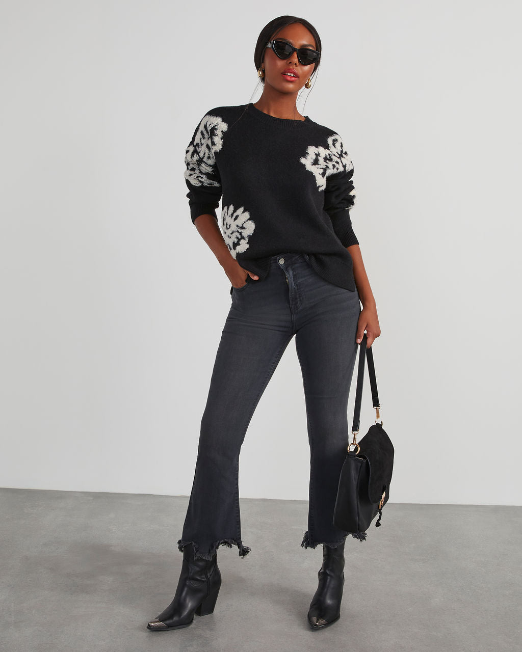 Copeland Floral Contrast Pullover Sweater