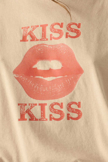 Kiss Kiss Distressed Sleeveless Graphic Tee