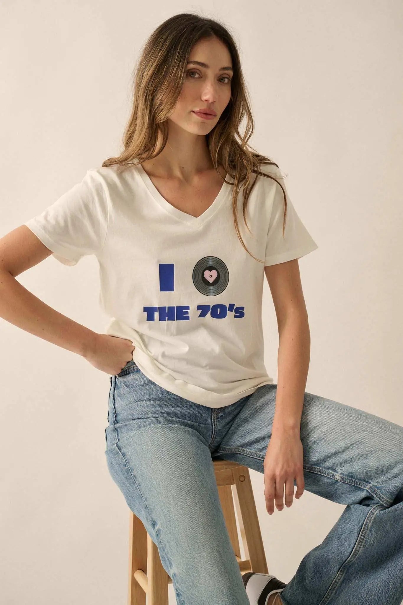 I Love the 70s V-Neck Music Graphic Tee