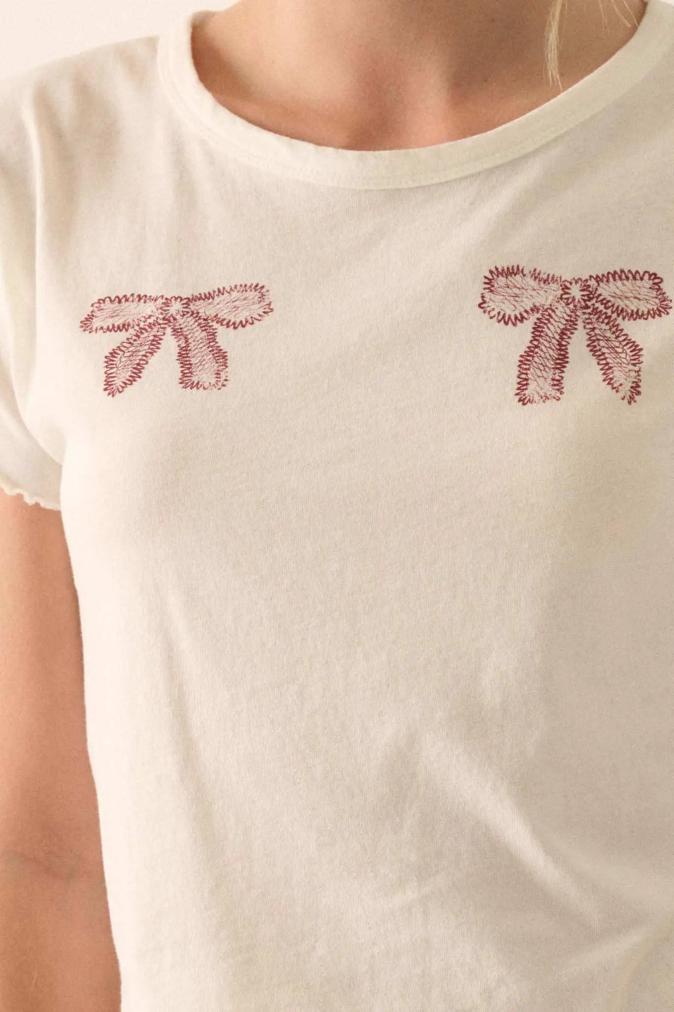 Ribbons and Bows Cropped Graphic Baby Tee