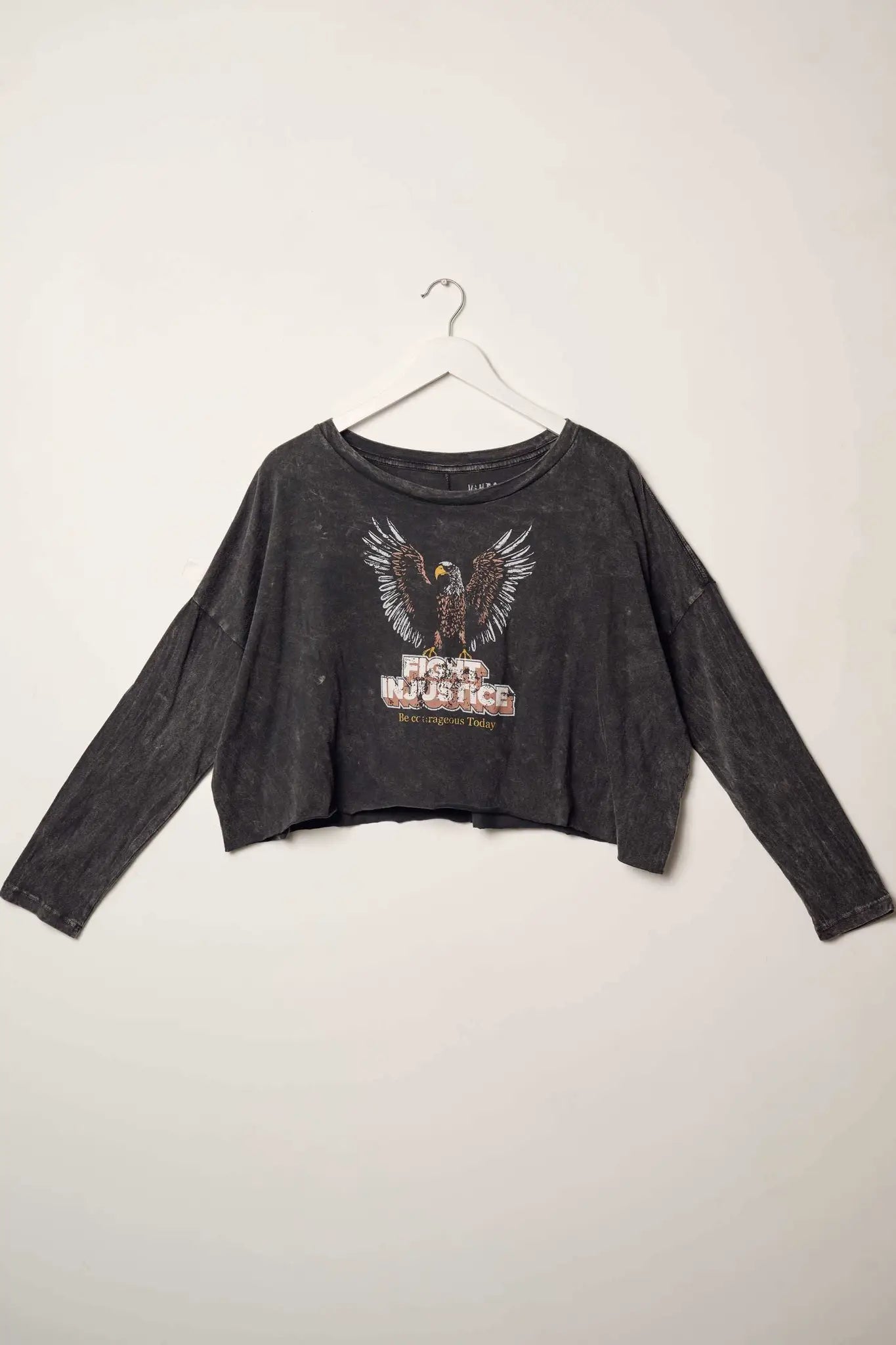 Fight Injustice Cropped Long-Sleeve Graphic Tee
