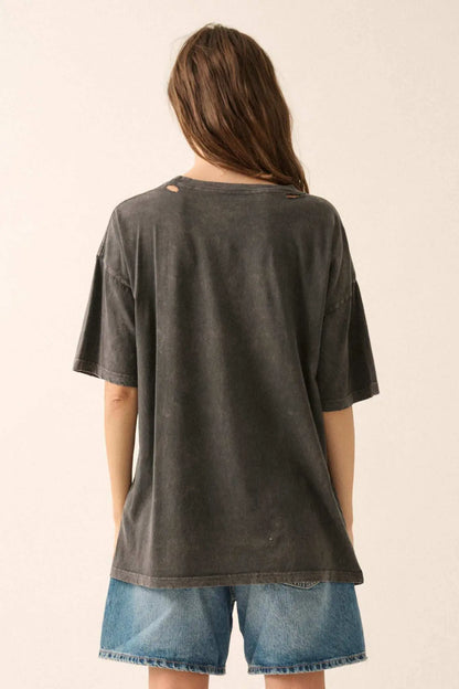 Golden Rose Oversized Distressed Graphic Tee