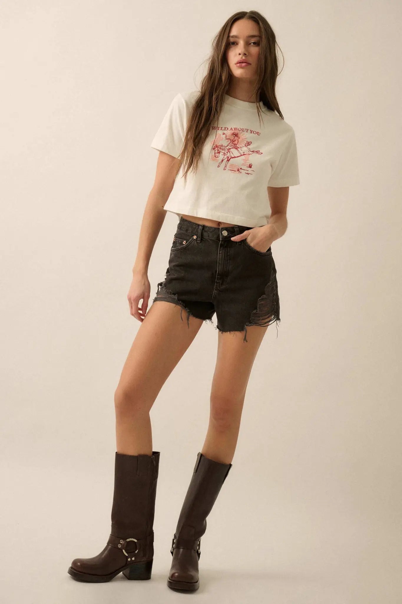 Wild About You Cropped Cowboy Graphic Baby Tee