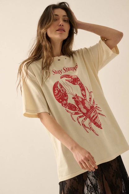 Stay Snappy Distressed Lobster Graphic Tee