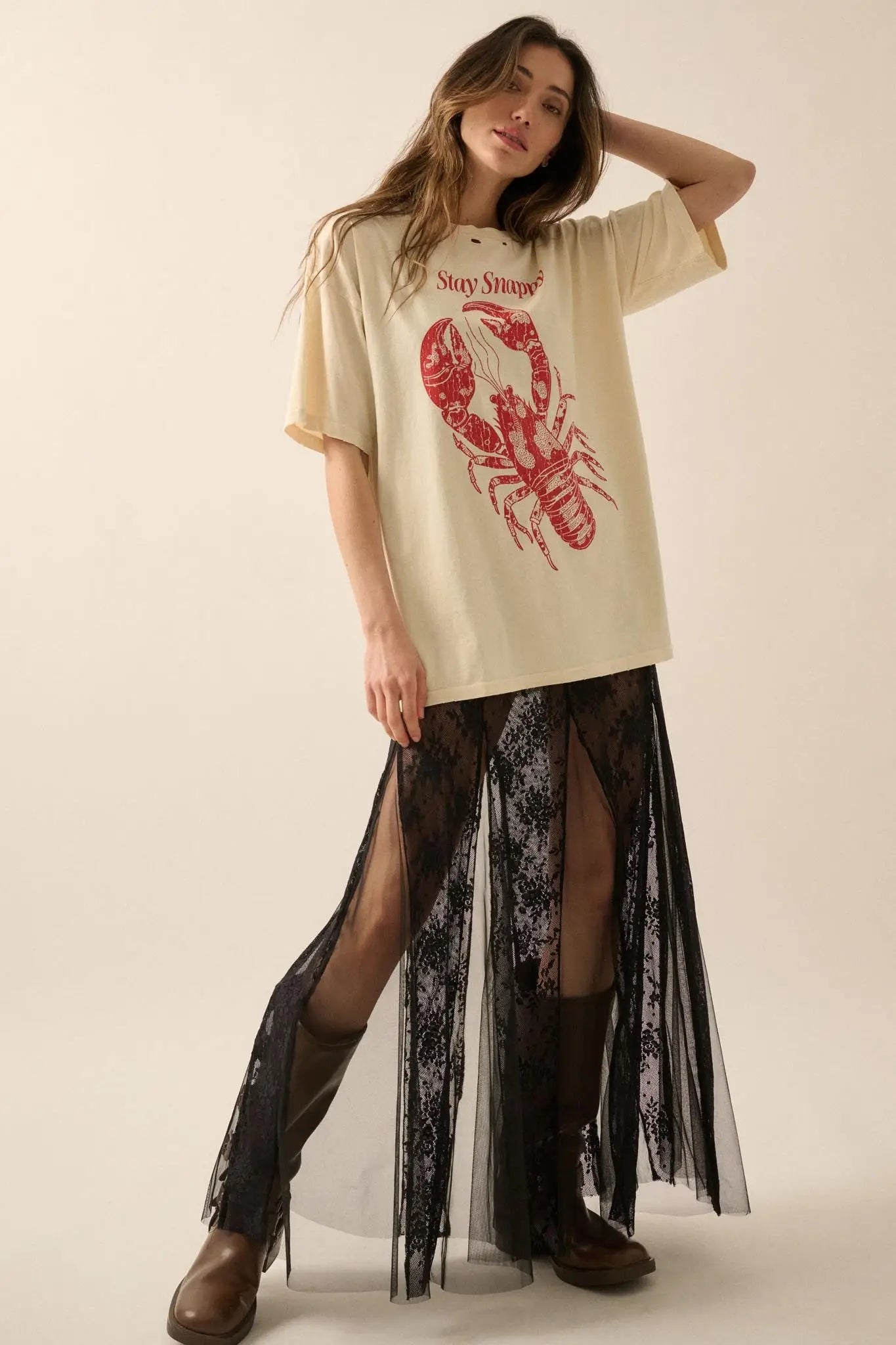 Stay Snappy Distressed Lobster Graphic Tee