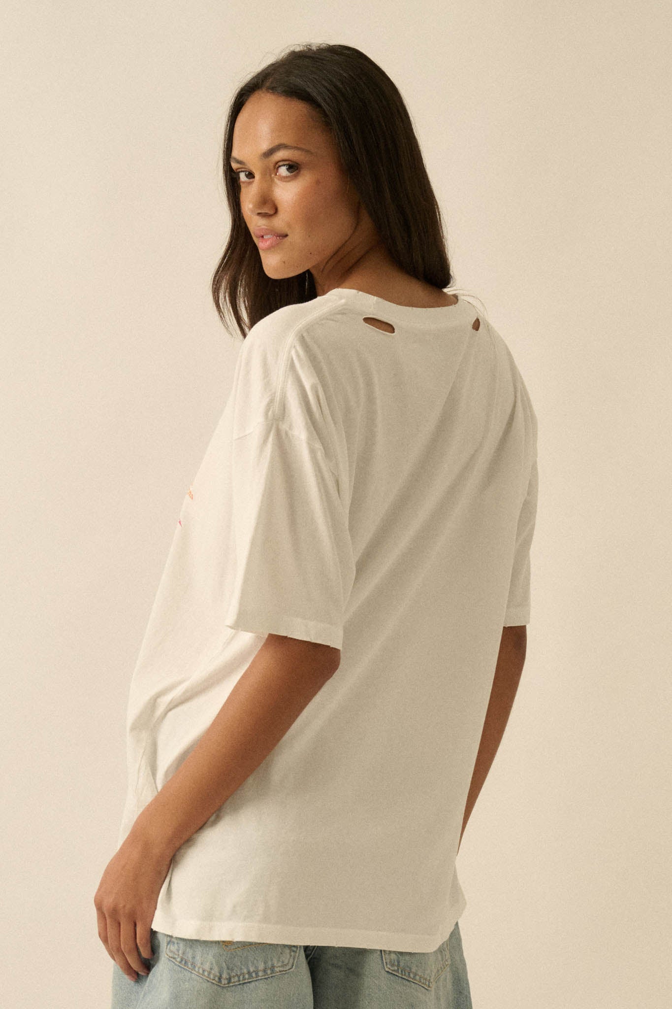 Soleil Beach Distressed Oversize Graphic Tee
