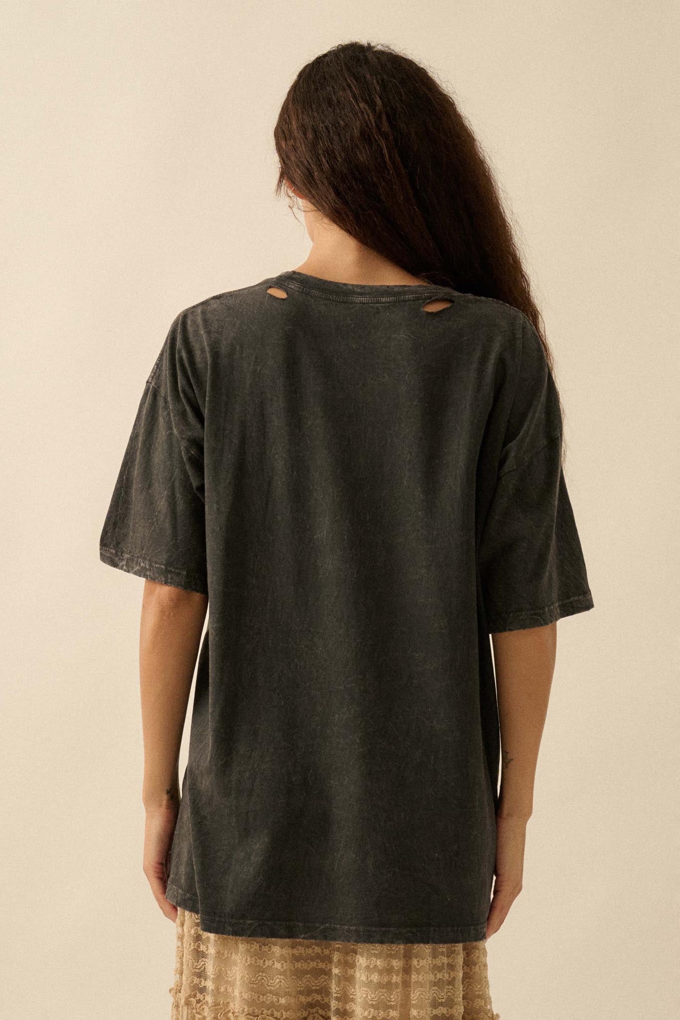 Wild Beauty Distressed Oversize Horse Graphic Tee
