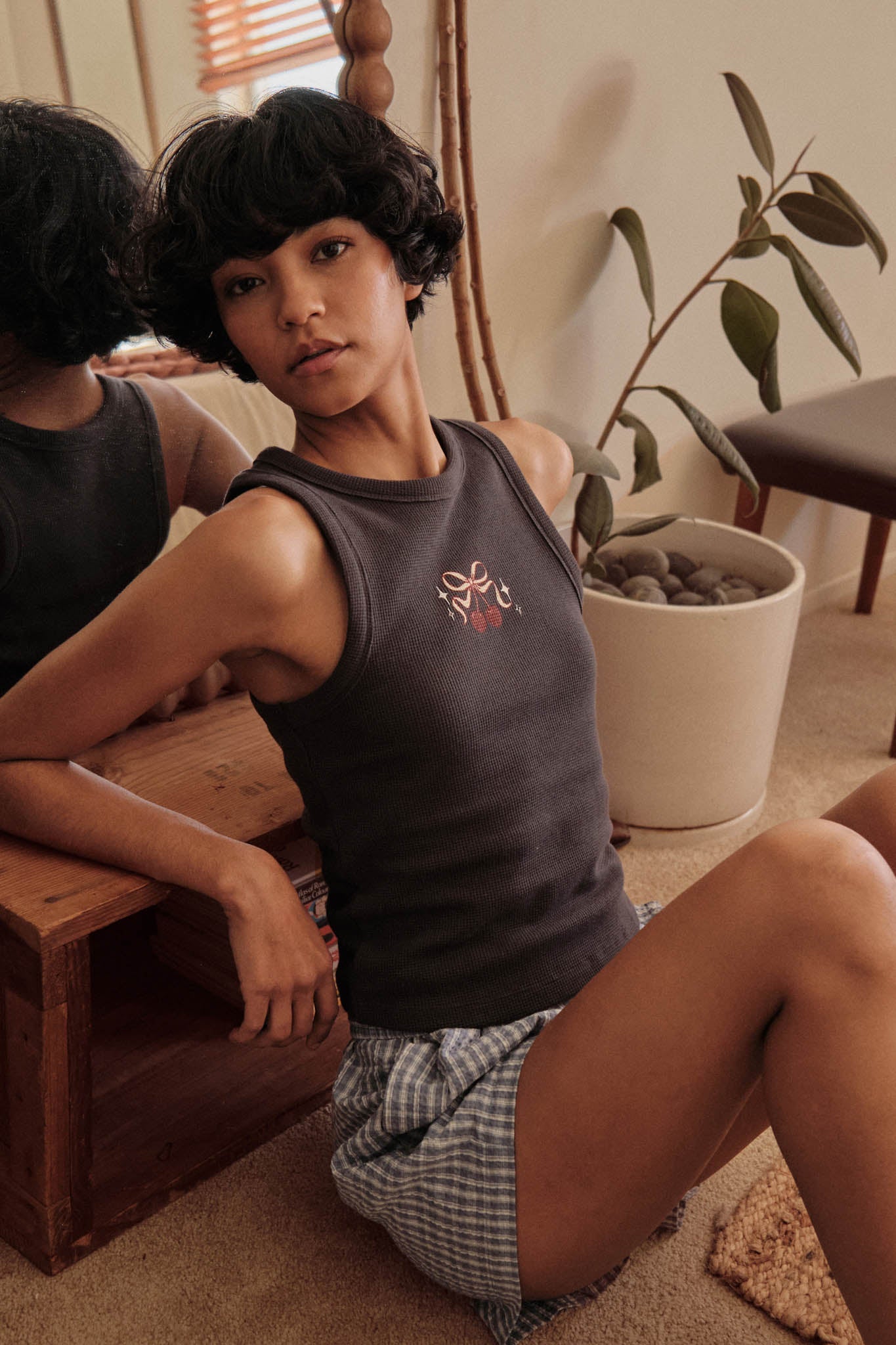 Sweet Cherries Crewneck Thermal Graphic Tank Top