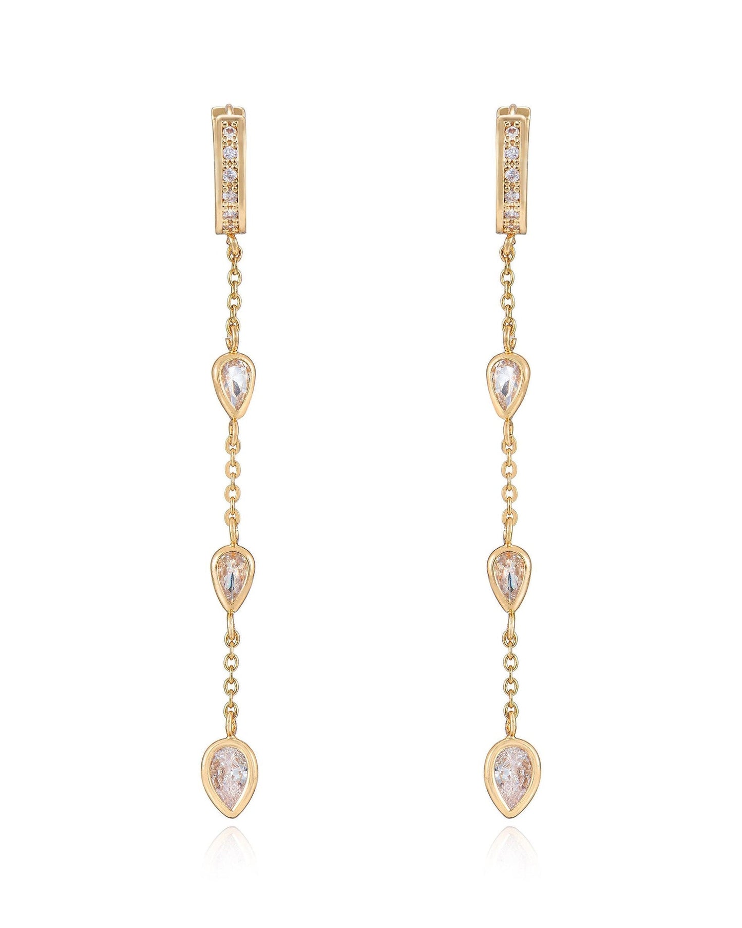 Bezel Crystal Huggie Dangle Earrings