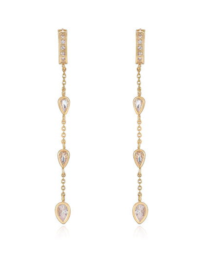 Bezel Crystal Huggie Dangle Earrings