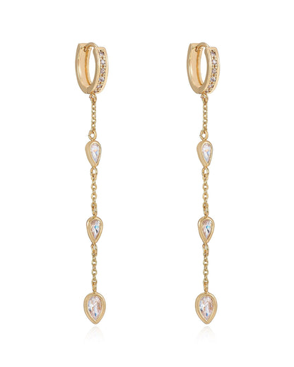 Bezel Crystal Huggie Dangle Earrings